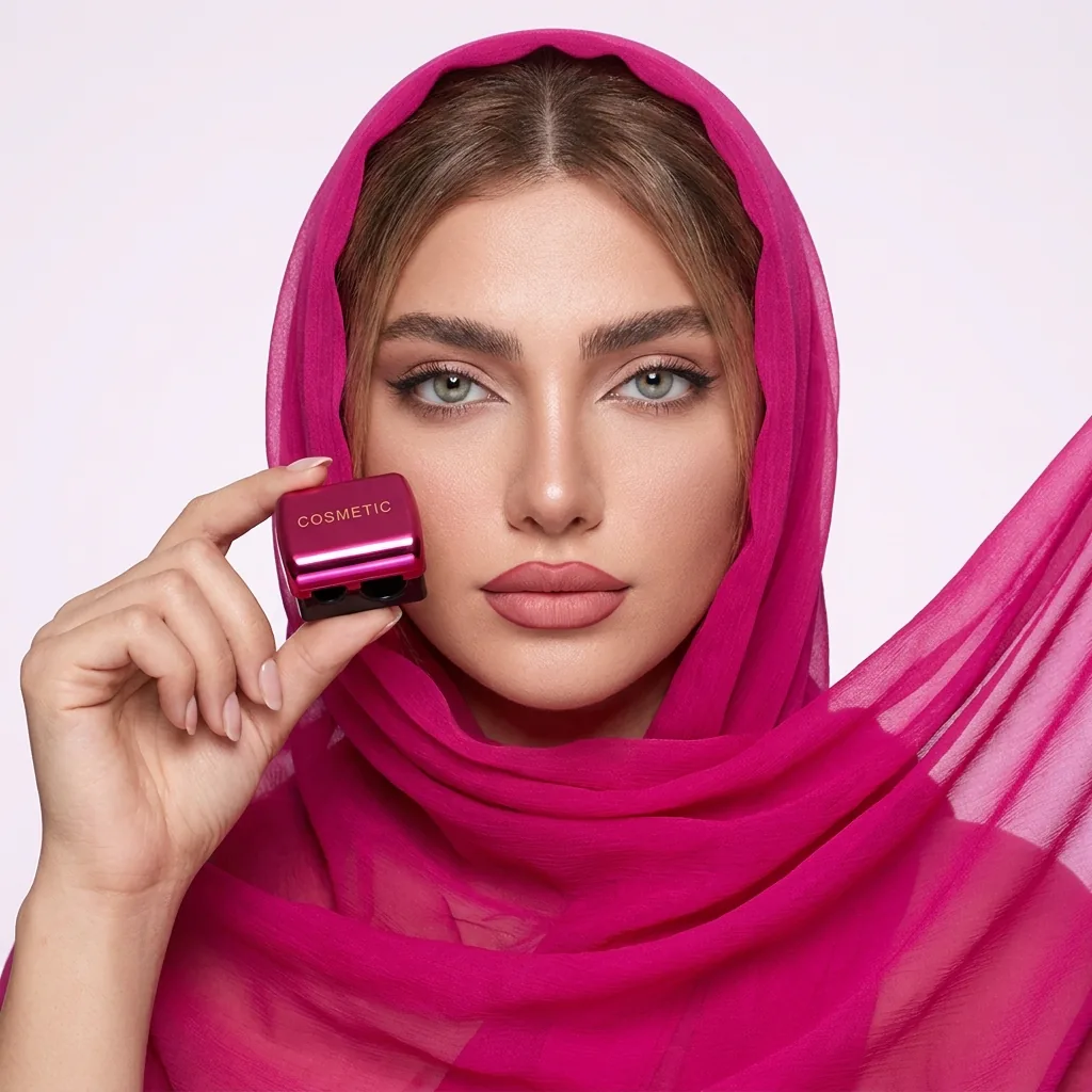 تراش دوقلوی آرایشی مخزندار Cosmetic مدل دو سایز — روی مدل