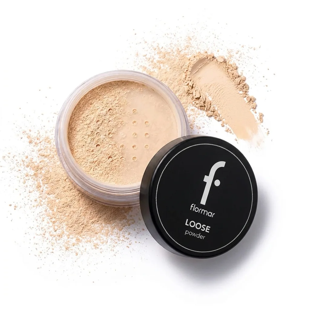 پودر فیکس فلورمار مدل Loose Powder، شید روشن — باز شده