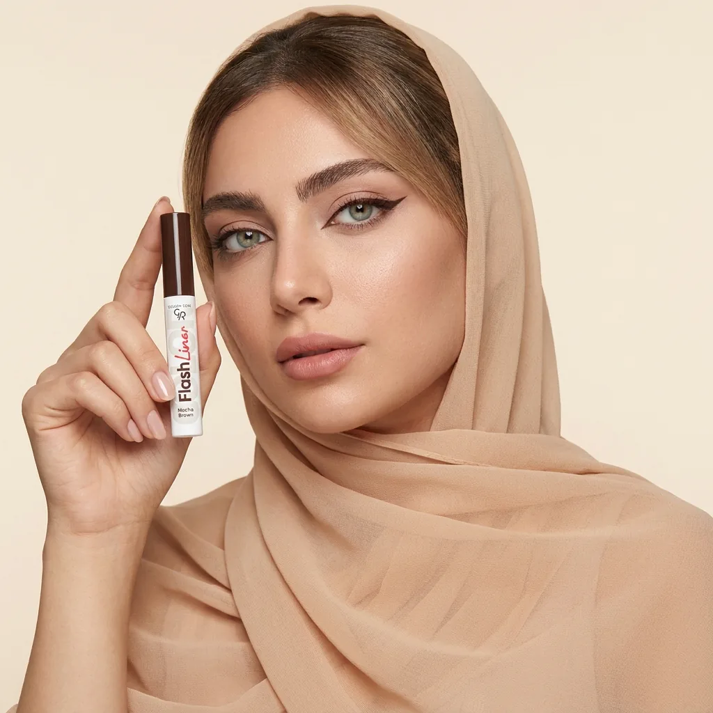 خط چشم مویی رنگی گلدن رز مدل Color Flash Liner حجم ۳٫۵ میلیلیتر، رنگ موکا — روی مدل