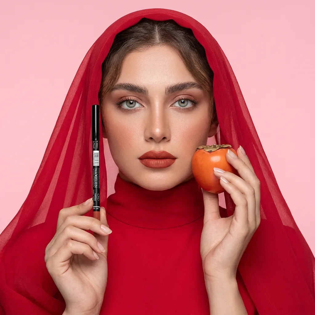 مداد لب مکسلین شمارهٔ ۲۱۰ مدل Charming — روی مدل