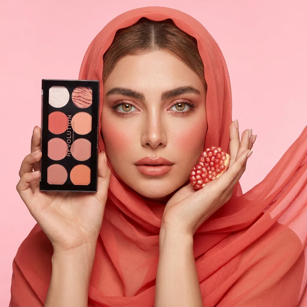 پالت رژگونه رولوشن مدل Hot Spice — روی مدل