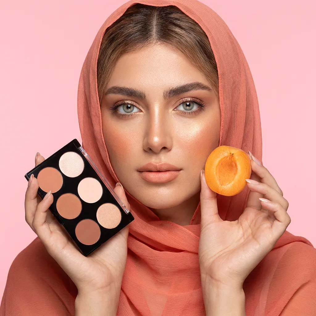 پالت رژگونه، هایلایتر و برنزر رولوشن مدل Golden Sugar — روی مدل
