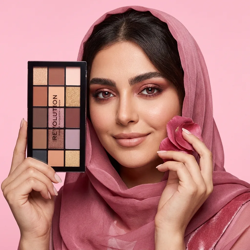 پالت سایه رولوشن مدل Velvet Rose — روی مدل