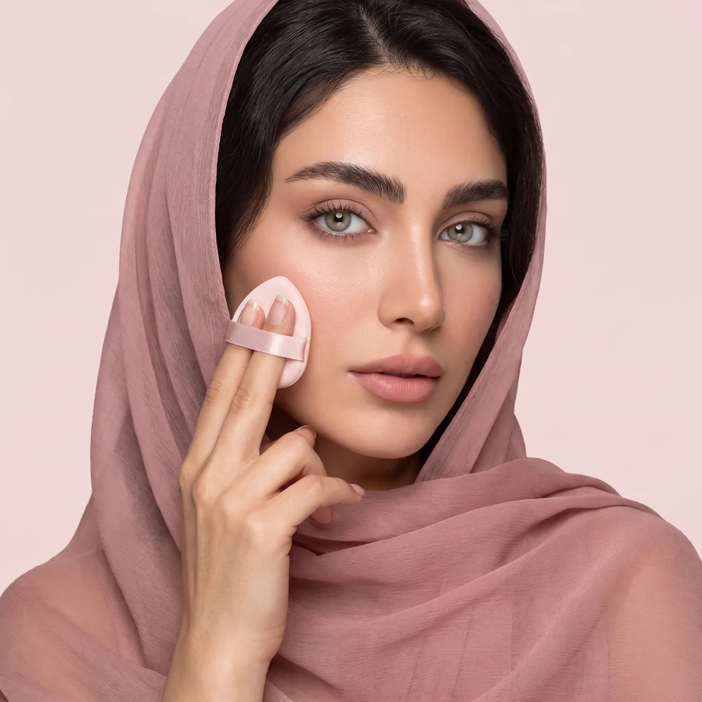مدل با پاف پودری آن سوزی روی گونه