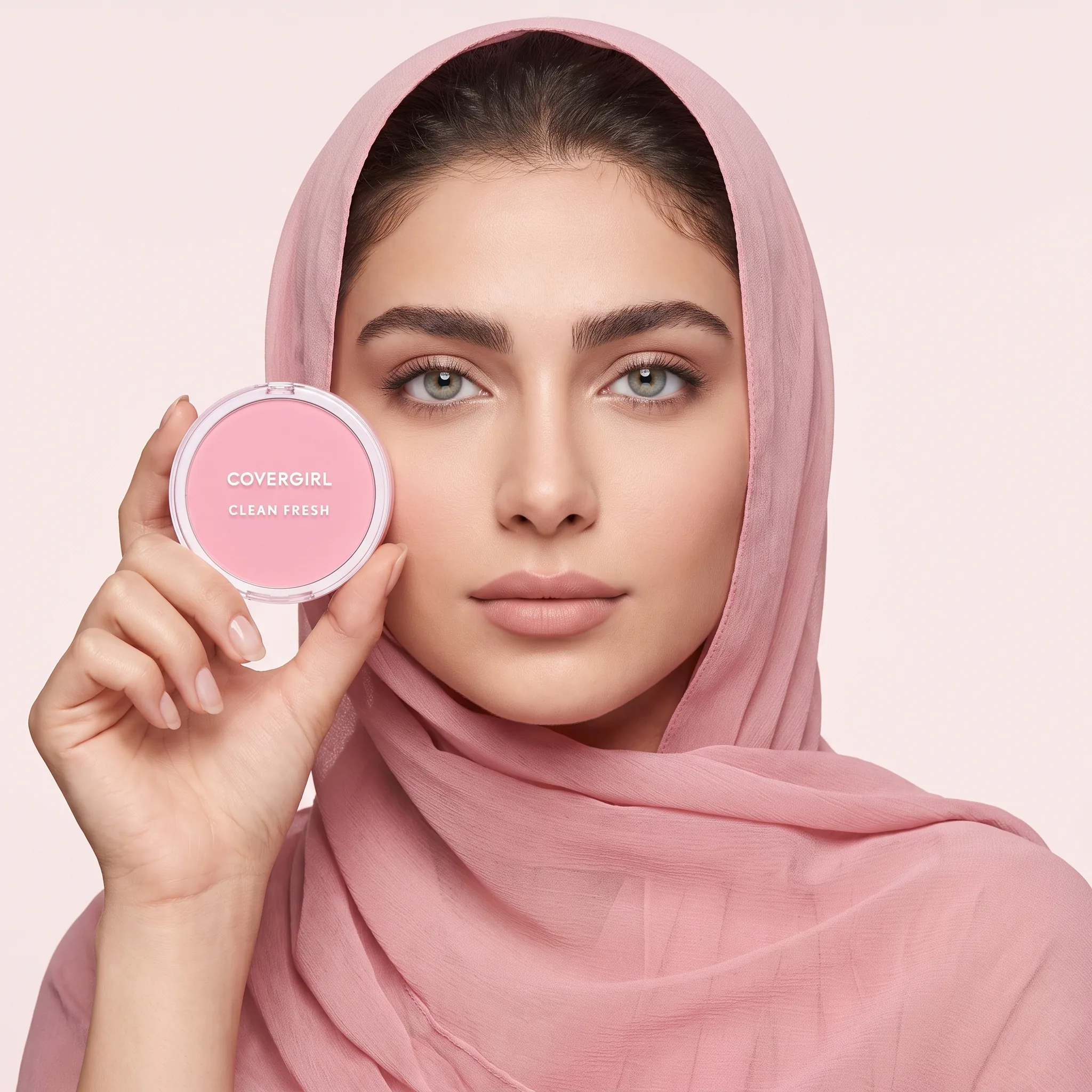 پودر فشرده کاورگرل مدل Clean Fresh در دست مدل