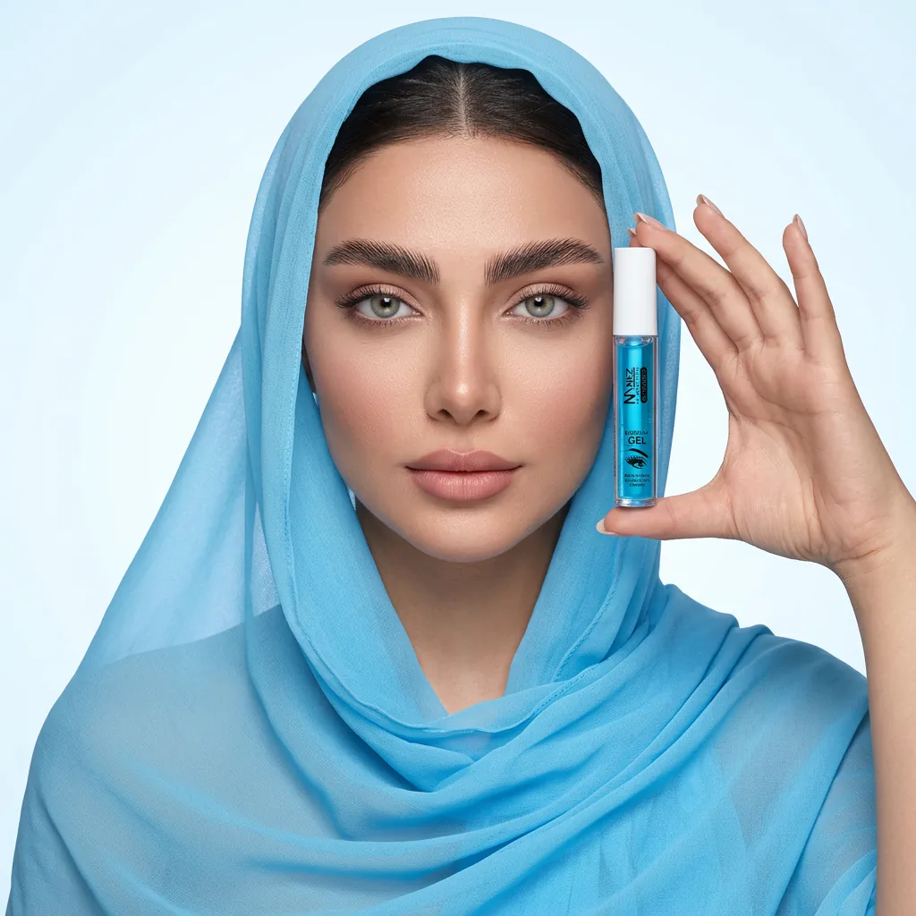 ژل ابرو نینز مدل ۳ کاره تثبیت و تقویت وزن ۱۰ گرم — روی مدل