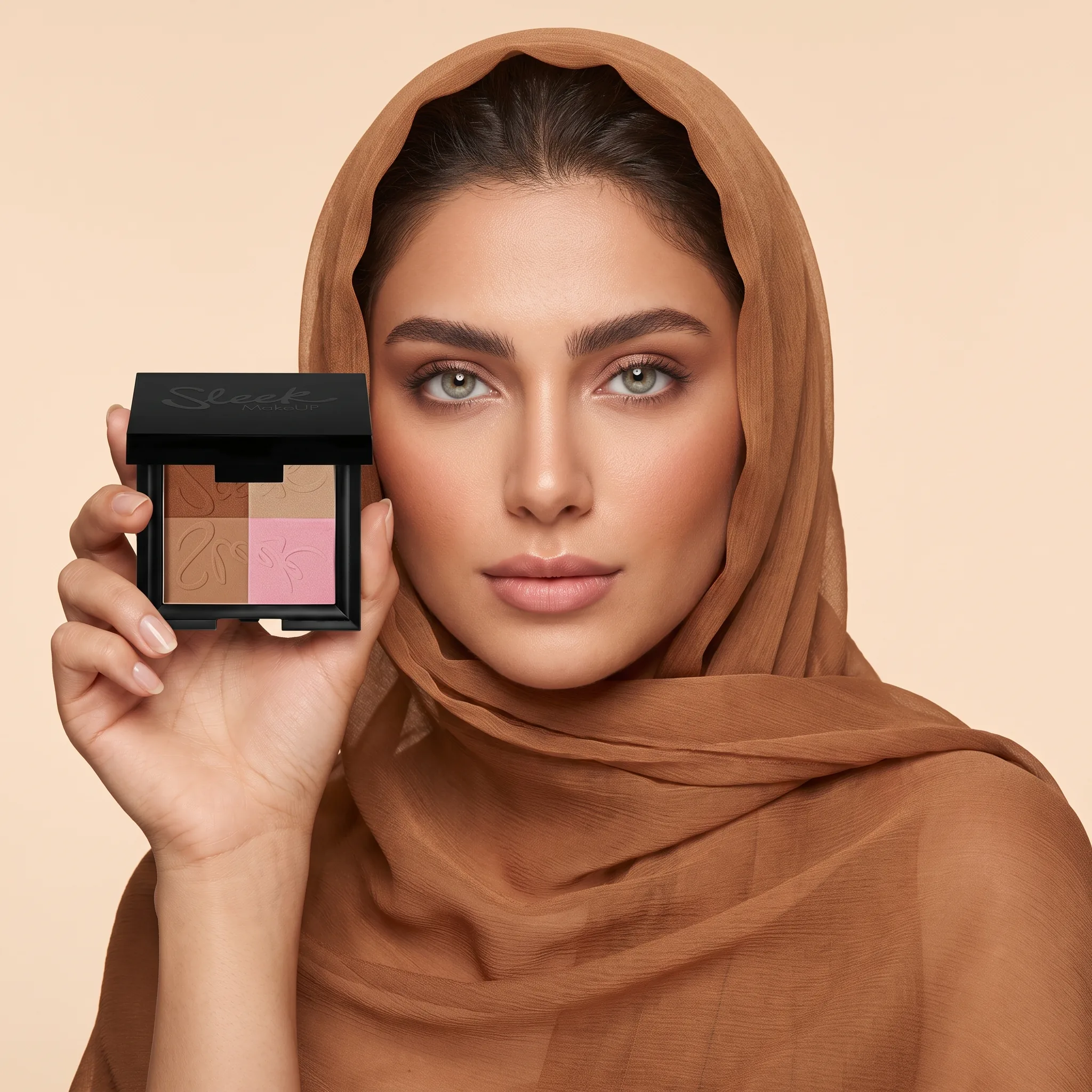 پالت رژگونه و برنزر اسلیک — ۴ رنگ در دست مدل