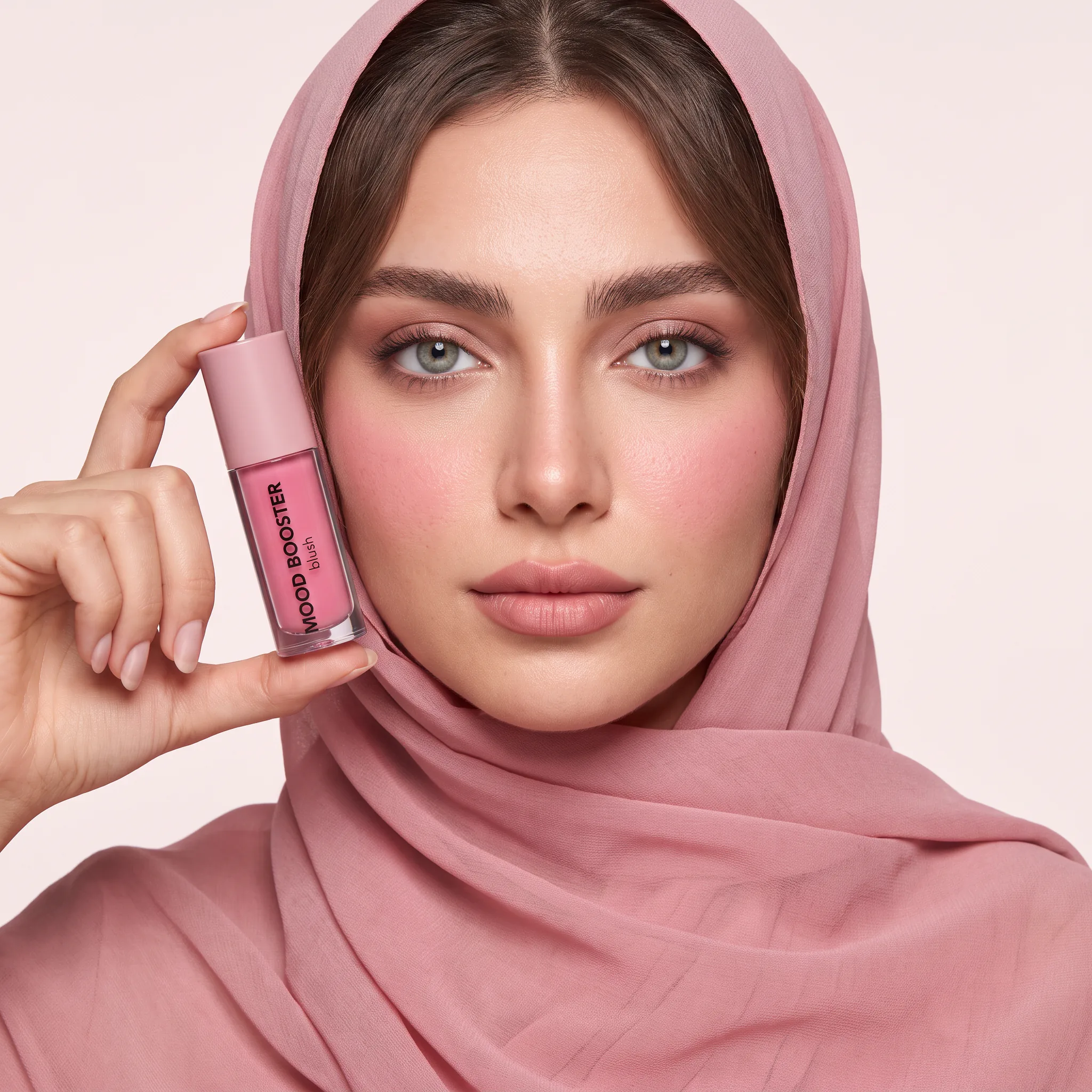 رژگونه مایع فلورمار مدل Mood Booster در دست مدل