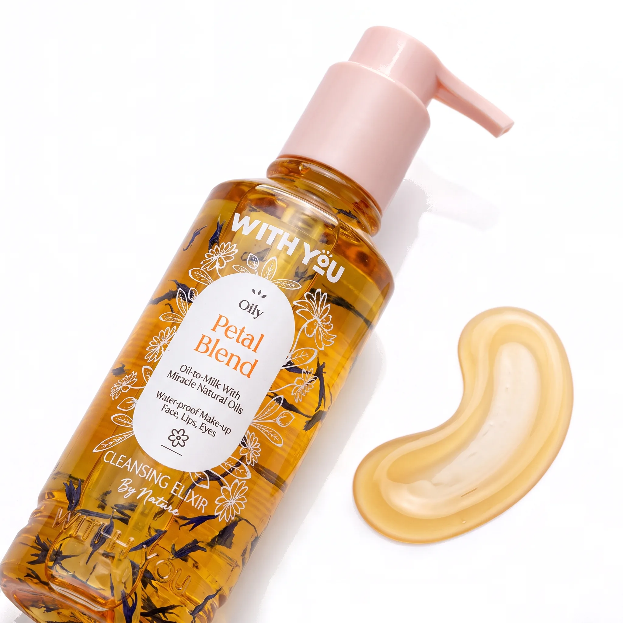 روغن پاککننده صورت ویت یو مدل Petal Blend باز شده با بافت محصول